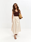 Ivory Draped Midi Skirt