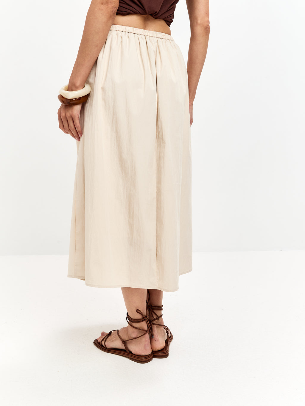 Ivory Draped Midi Skirt