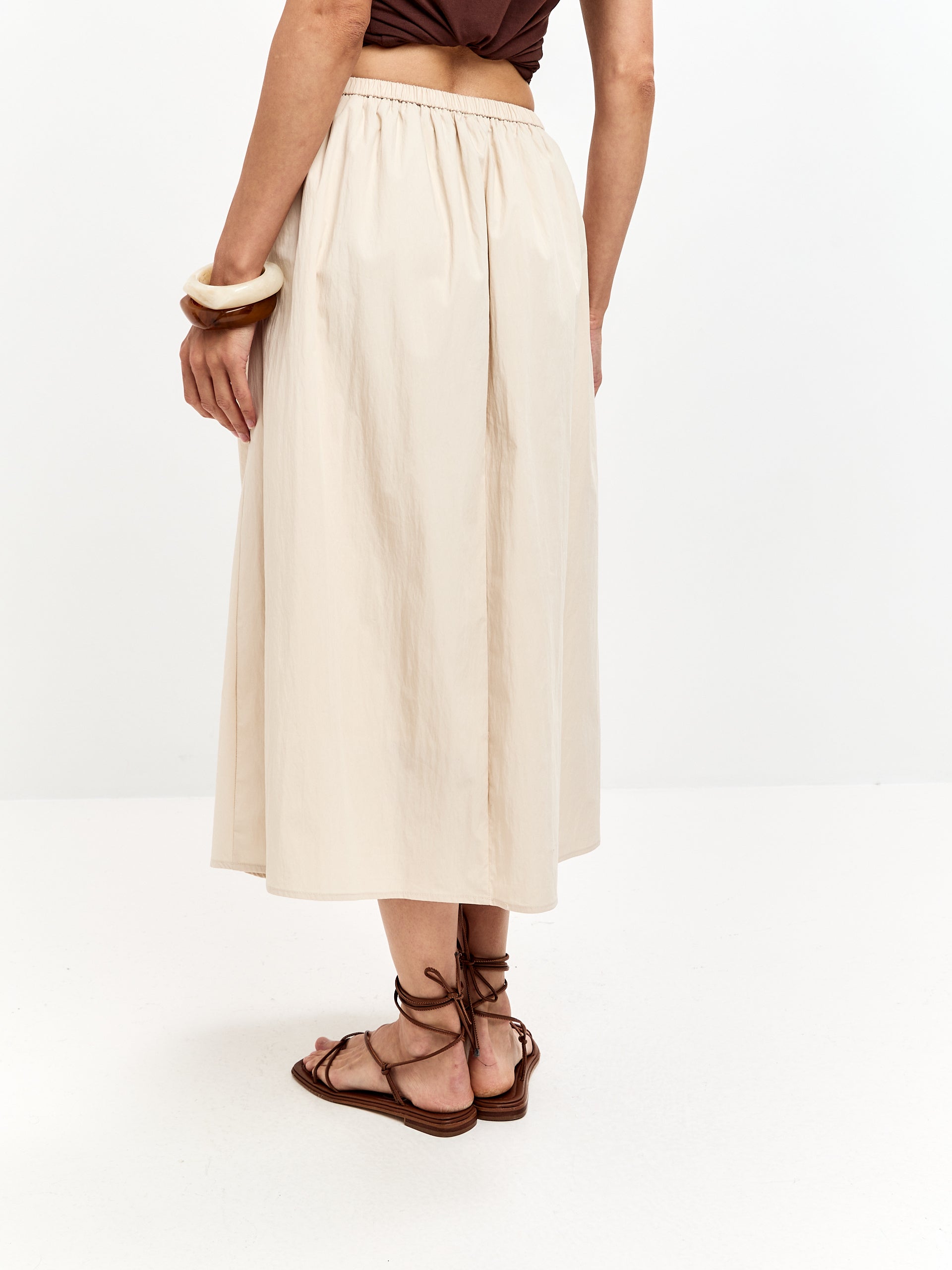 Ivory Draped Midi Skirt