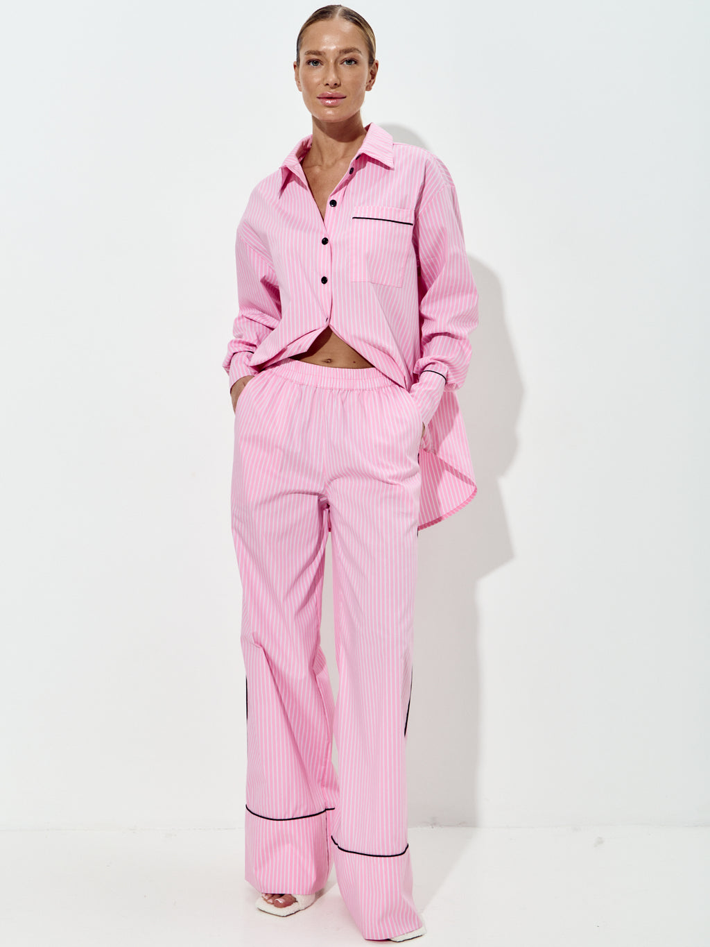 OXGN Pink Striped Pajama Set — Premium Homewear