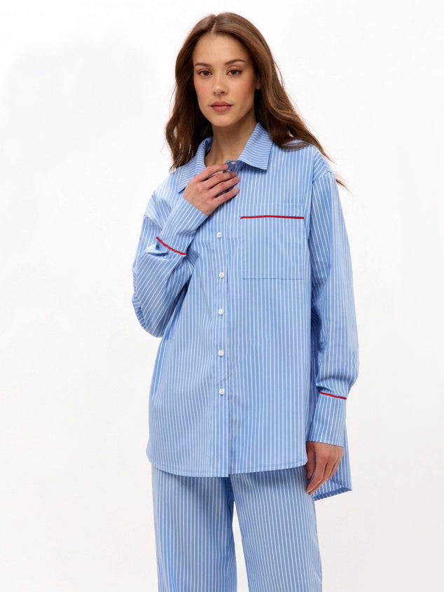 OXGN Blue Striped Pajama Set — Premium Homewear
