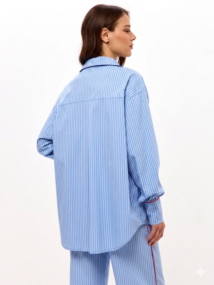 OXGN Blue Striped Pajama Set — Premium Homewear
